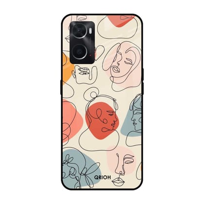 Abstract Faces Glass Case for Oppo A36
