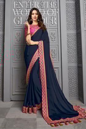 Blue Embroidered Saree