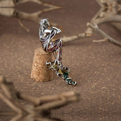 Angel 925 Sterling Silver Brooch for Men