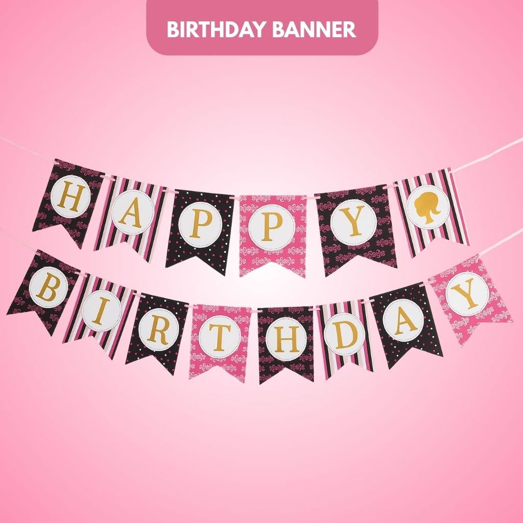 Black & Pink Birthday Banner - Party and Festive Needs | Buy online on ZillyBuy