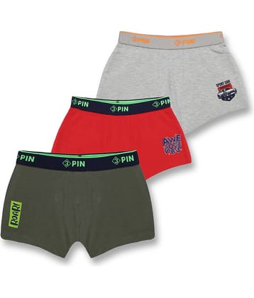 3PIN Pack of 3 Boys Cotton Trunks ( Green,Orange,Light Grey )