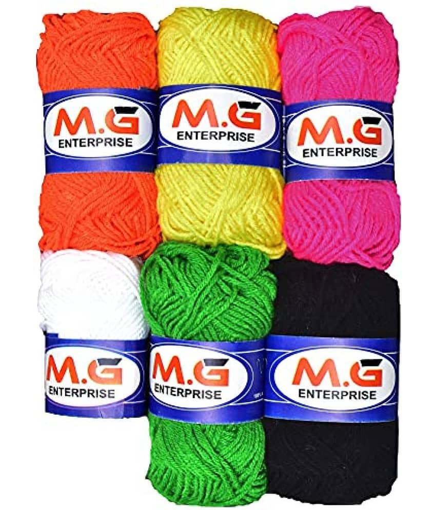M.G ENTERPRISE 100% Acrylic Wool White M.G Wool Ball Hand Knitting Wool/Art Craft Soft Fingering Crochet Hook Yarn, Needle Knitting Yarn Thread Dyed ?