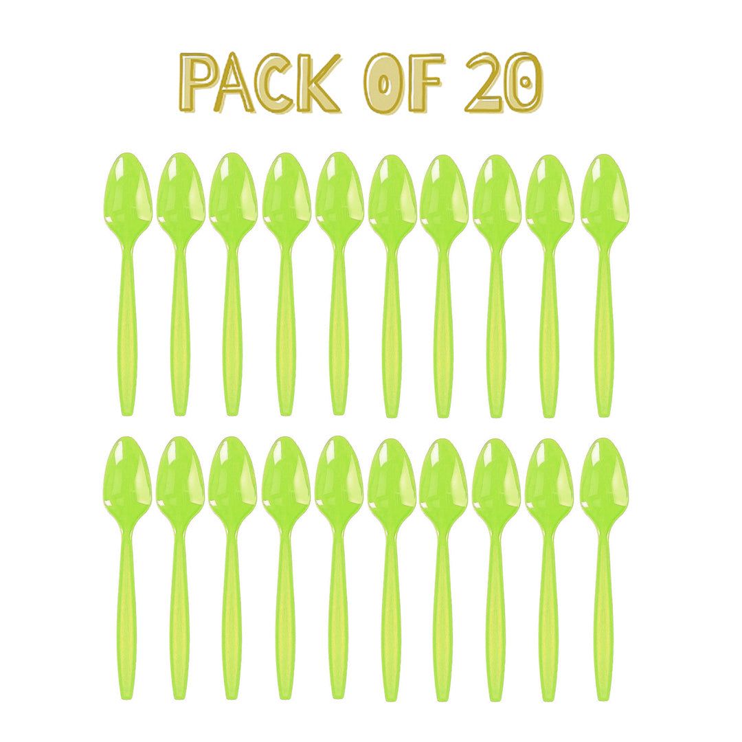 Premium Plastic Lime Green Spoons-20 PC
