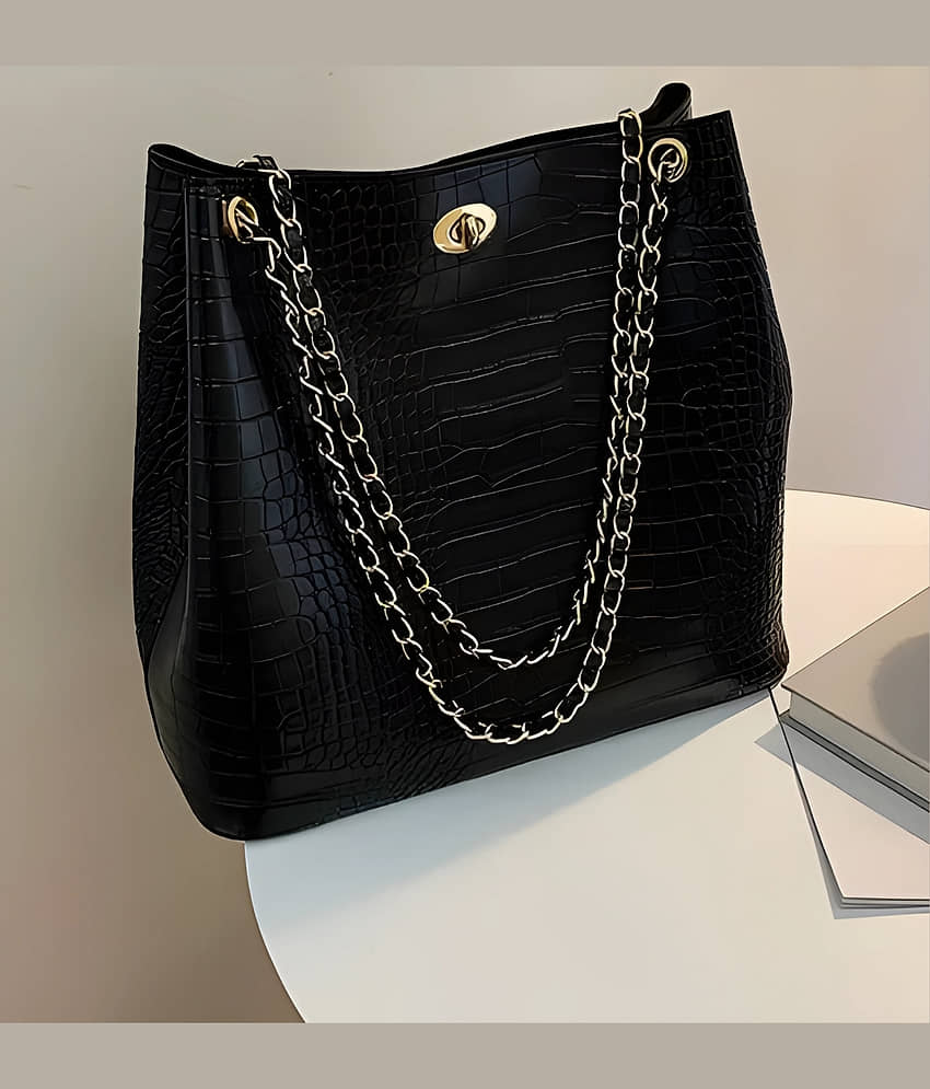 TCRAZY Tote Bag PU Set of 1 ( Black )