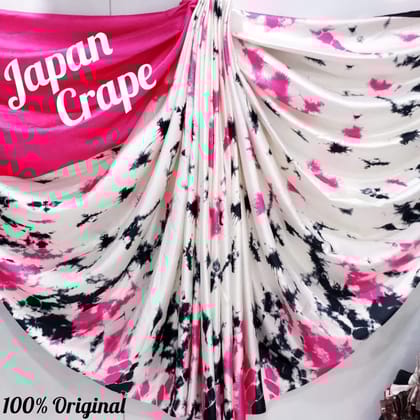 Pink Colored Japan Crepe Silk Saree with Blouse - 5007