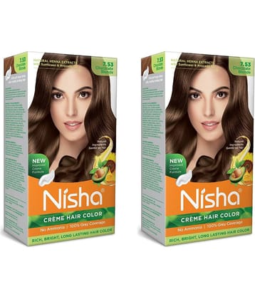 Nisha Creme Hair Color 7.53 Chocolate Blonde 120g Pack of 2, Permanent Hair Colour for Rich, Bright & Long Lasting Hair