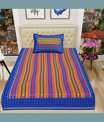 unique choice Cotton Tribal Printed Single Bedsheet with 1 Pillow Cover - Red