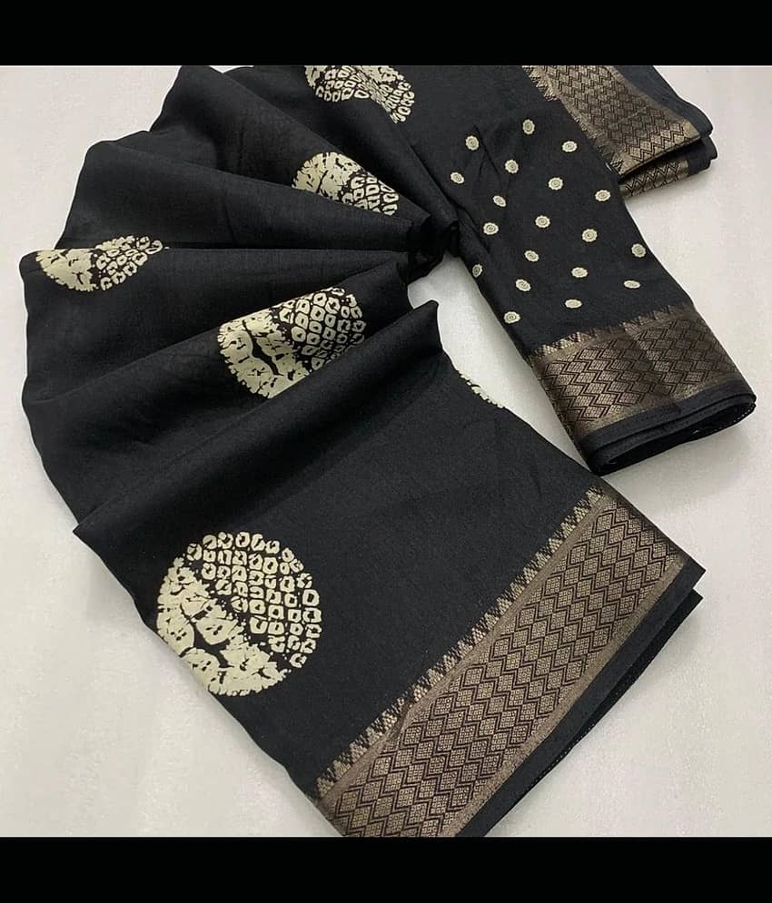 Bhuwal Fashion Cotton Printed Saree With Unstitched Blouse Piece ( Red )