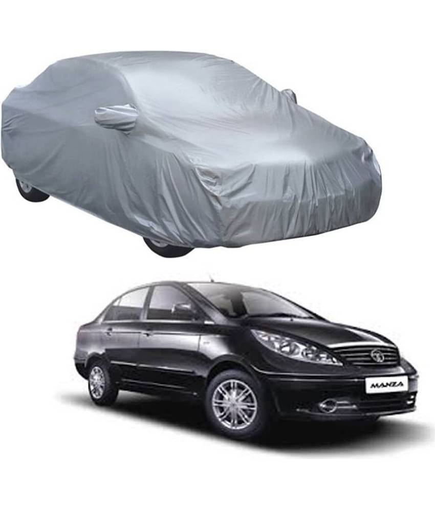 Autoretail Silver Color Dust Proof Car Body Polyster Cover With Mirror Pocket Polyster For Tata Manza
