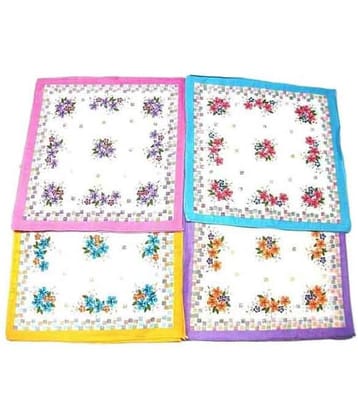 Tahiro Multicolour Print Cotton Handkerchiefs - Pack Of 4