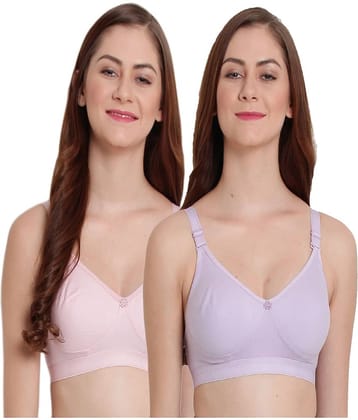 Elina Pack of 2 Cotton Non Padded Women's T-Shirt Bra ( Multi Color )