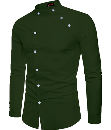 Qlonz store Cotton Blend Regular Fit Solids Full Sleeves Men's Casual Shirt - Green ( Pack of 1 )