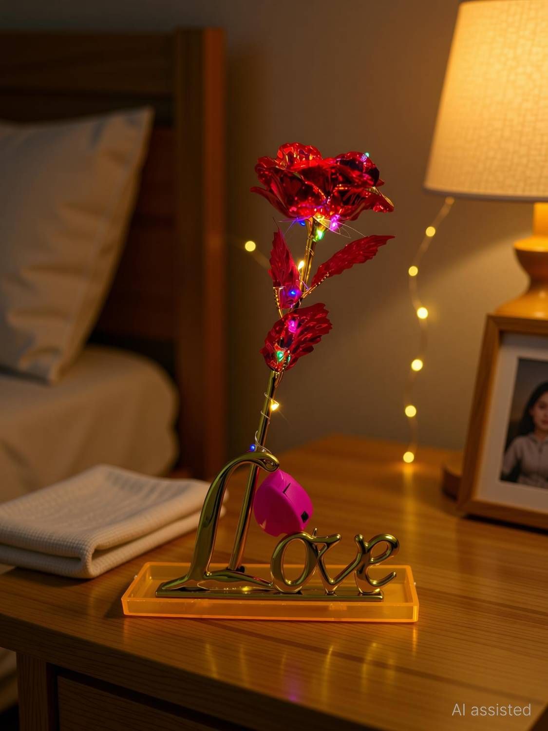 Wagwanfly Artificial Flower, Lamp Gift Set