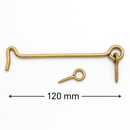 5-Inch Iron Cabin Hook & Eye Latch (Set of 5) � Brass-Plated, Heavy Duty Door/Gate Lock with Screws � Rust-Resistant Swivel Holder for Window, Shed, Barn, Home Use 5-Inch Iron Cabin Hook & Eye Latch (Set of 5) � Brass-Plated, Heavy Duty Door/Gate Lock with Screws � Rust-Resistant Swivel Holder for Window, Shed, Barn, Home Use