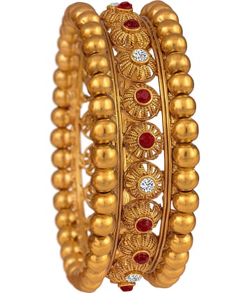 Ethnic One Gram Gold Plated Designer  Stone Studded Kada for Women and Girls