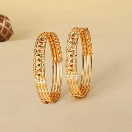 Matte Gold Plated Multicolor Bangles Set of 2(1)