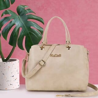 LAIK Premium PU Leather Handbags for Women  Crossbody Bags for Women  Top Handle Shoulder Bag  Trendy Handbag for Women  Adjustable  Detachable Sling Strap Cream