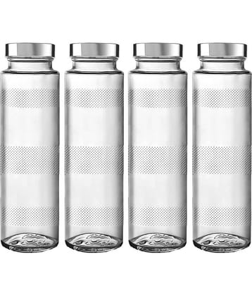 CROCO JAR Glass Food Grade Water Bottle Transparent Glass Water Bottle 750 mL ( Set of 4 )