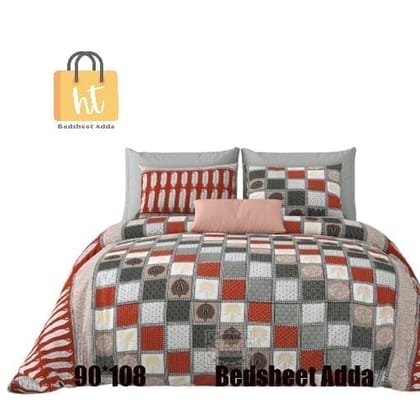 3001-Hometrade India-Standard King Size (90*108 Inches)-Pure Cotton Jaipuri Double Bedsheet With Matching Pillow Cover