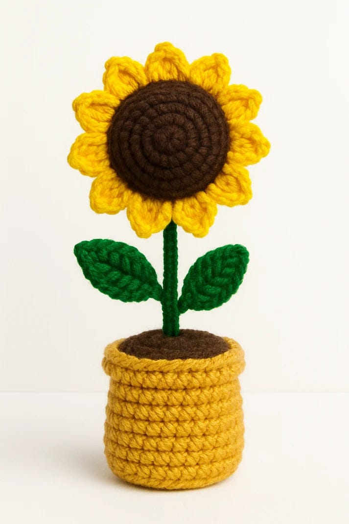 Crochet Sunflower Pot