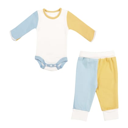 YELLOW BLUE TWO PIECE SET-NEWBORN SIZE