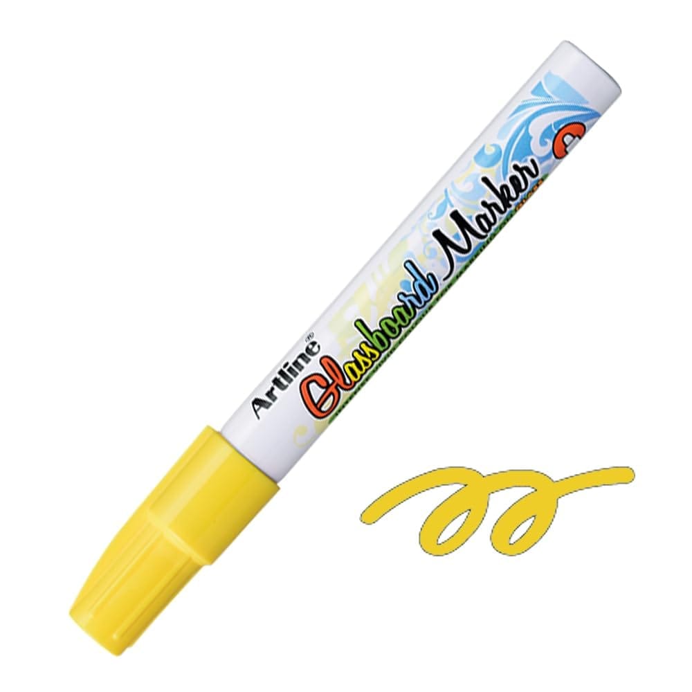 Artline Glassboard marker Pack of 12 (Fluro Yellow Colour) | For Writing On Glassboards In Offices, Schools, And Other Settings