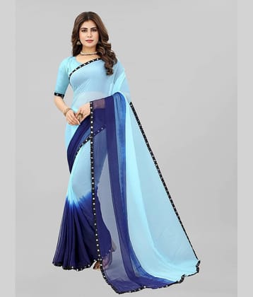 Aika Chiffon Colorblock Saree With Unstitched Blouse Piece ( Red )