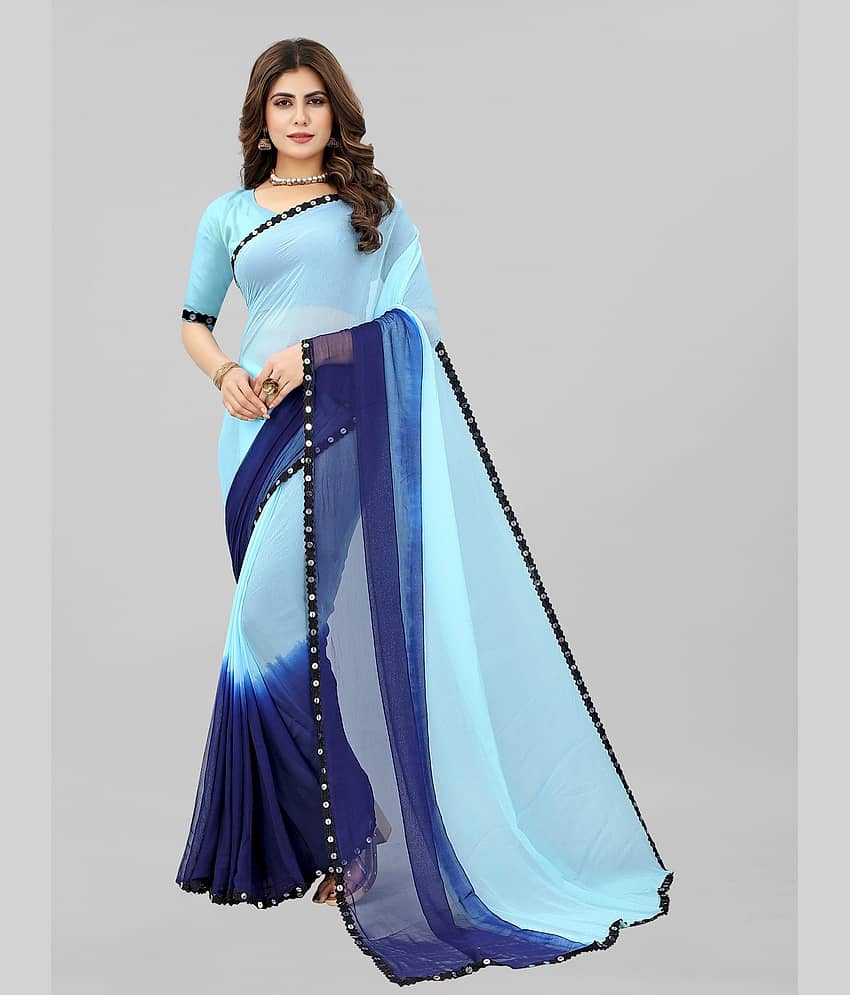 Aika Chiffon Colorblock Saree With Unstitched Blouse Piece ( Red )