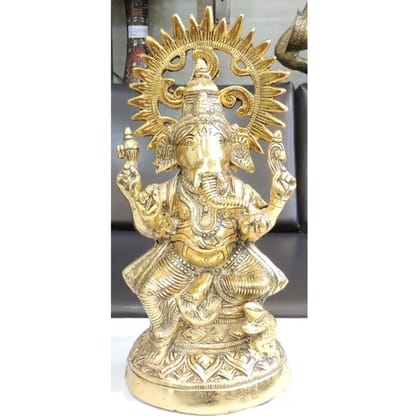 Aluminium Showpiece Kamal Ganesh, Height : 14 Inch (ASMAS511 G)
