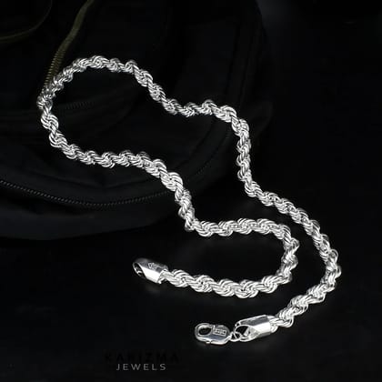 Indian style 925 Sterling Silver heavy Rope Design Men's Neck Chain 24"