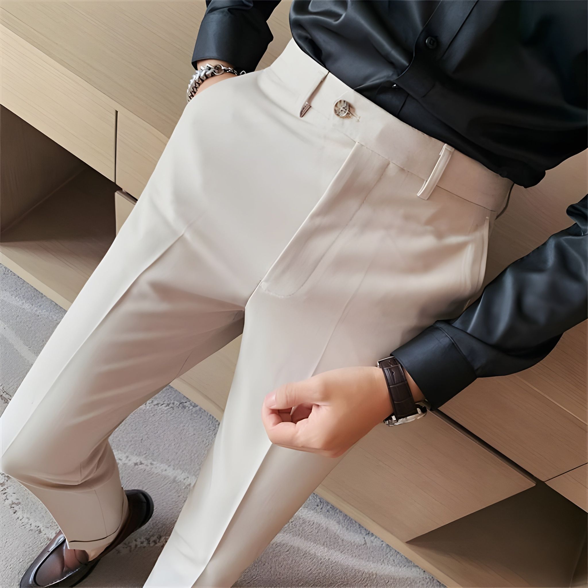 Italian Style Formal Beige Pant by Italian Vega®-28