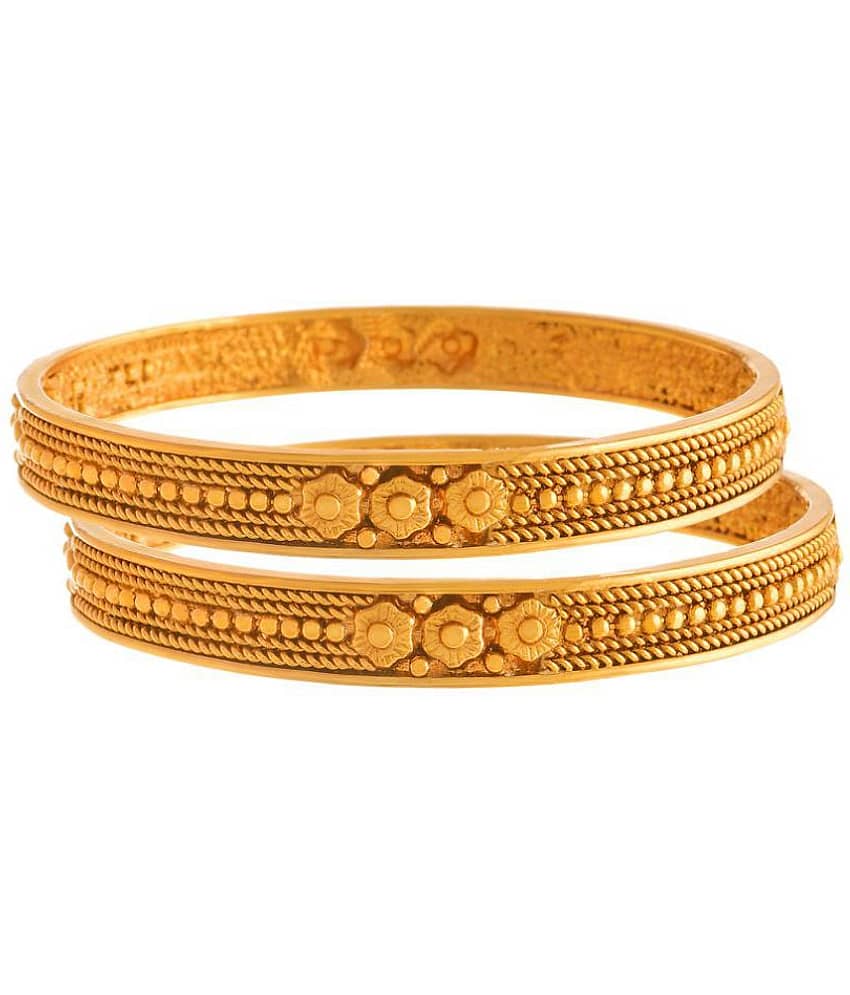 JFL - Traditional Ethnic One Gram Gold Plated Designer Bangle Set for Women & Girls