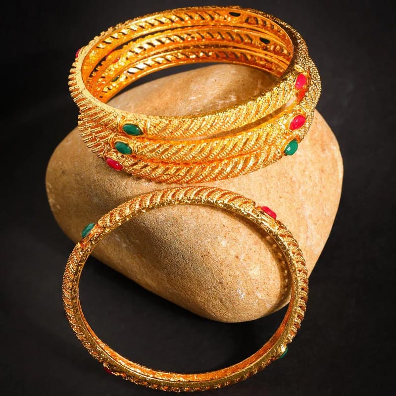 Set of 4 Matte Gold Plated Bangles