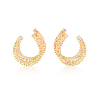 Medium Double Layer U 18K Gold Plated Earrings