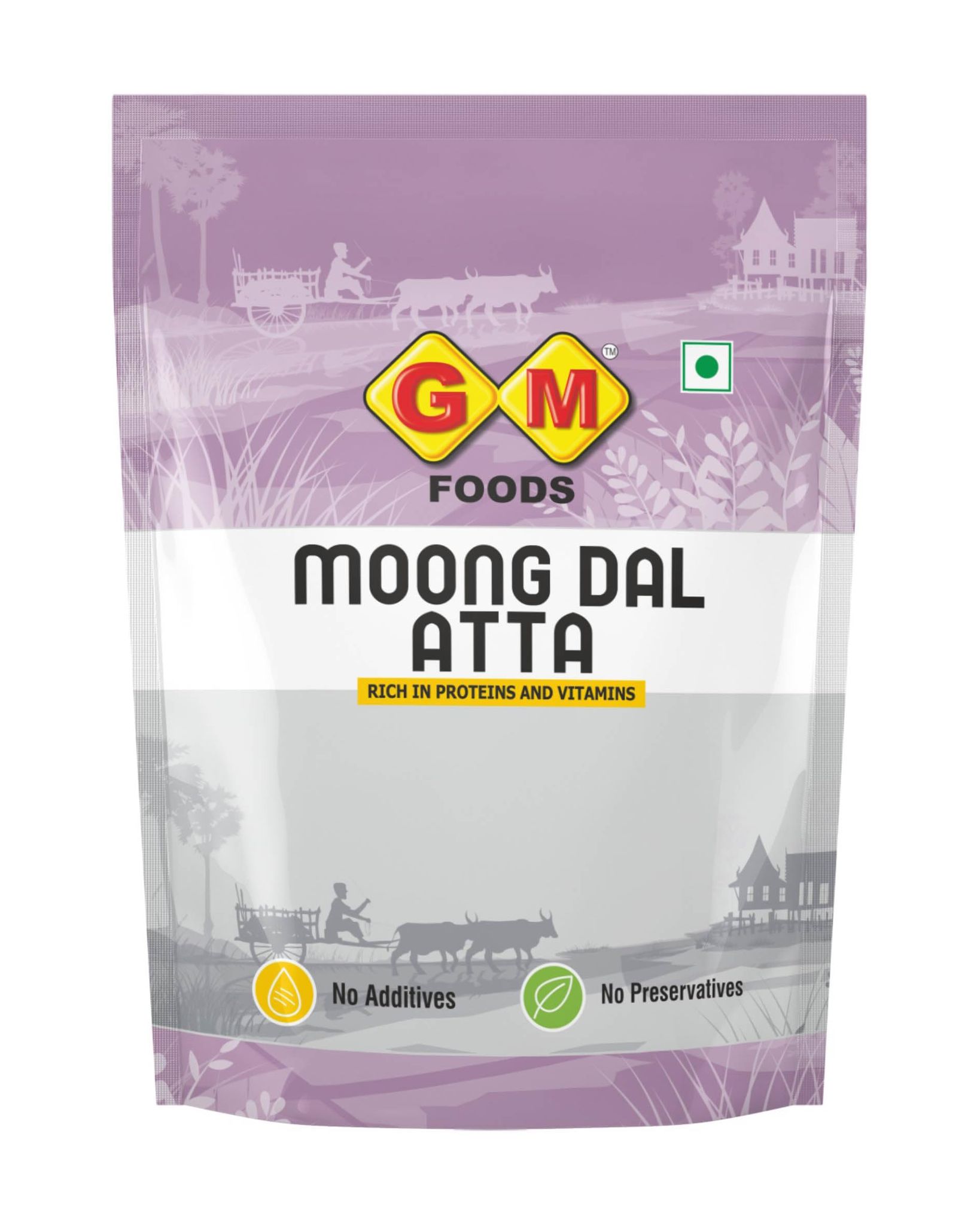 GM Foods Moong Dal Atta 500 grams (Pack of 4) | Rich in Protein & Vitamins | No Additives or Preservatives | Healthy Atta for Roti, Chilla, Dosa, Baking & Everyday Cooking Needs