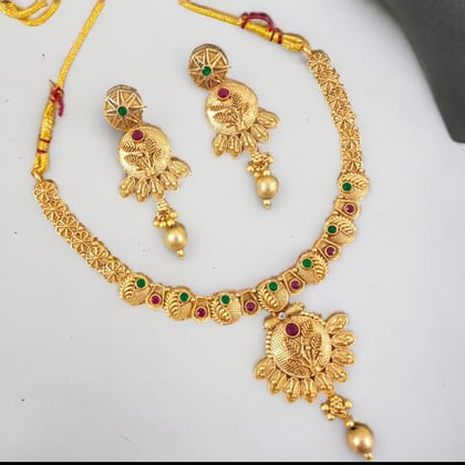 Antique Multicolor Stone & Pearl Necklace Set