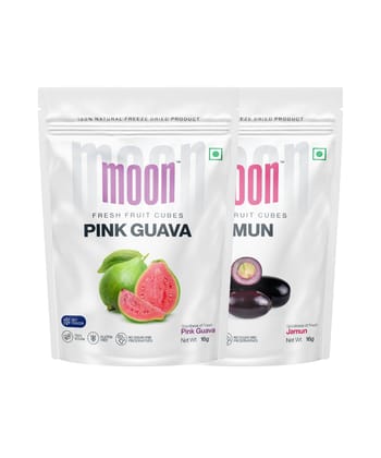 Moon Freeze Dried Pink Guava Cube and Jamun combo, 32 gm