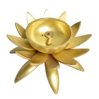 Brass Table Decor Kamal Deepak, Oil Lamp  - Lotus Design Oil Lamp for Temple & Home, Height : 3 Inch (BSMAS1503 A)