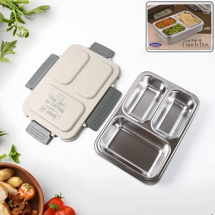 3-Compartment Stainless Steel Lunch Box