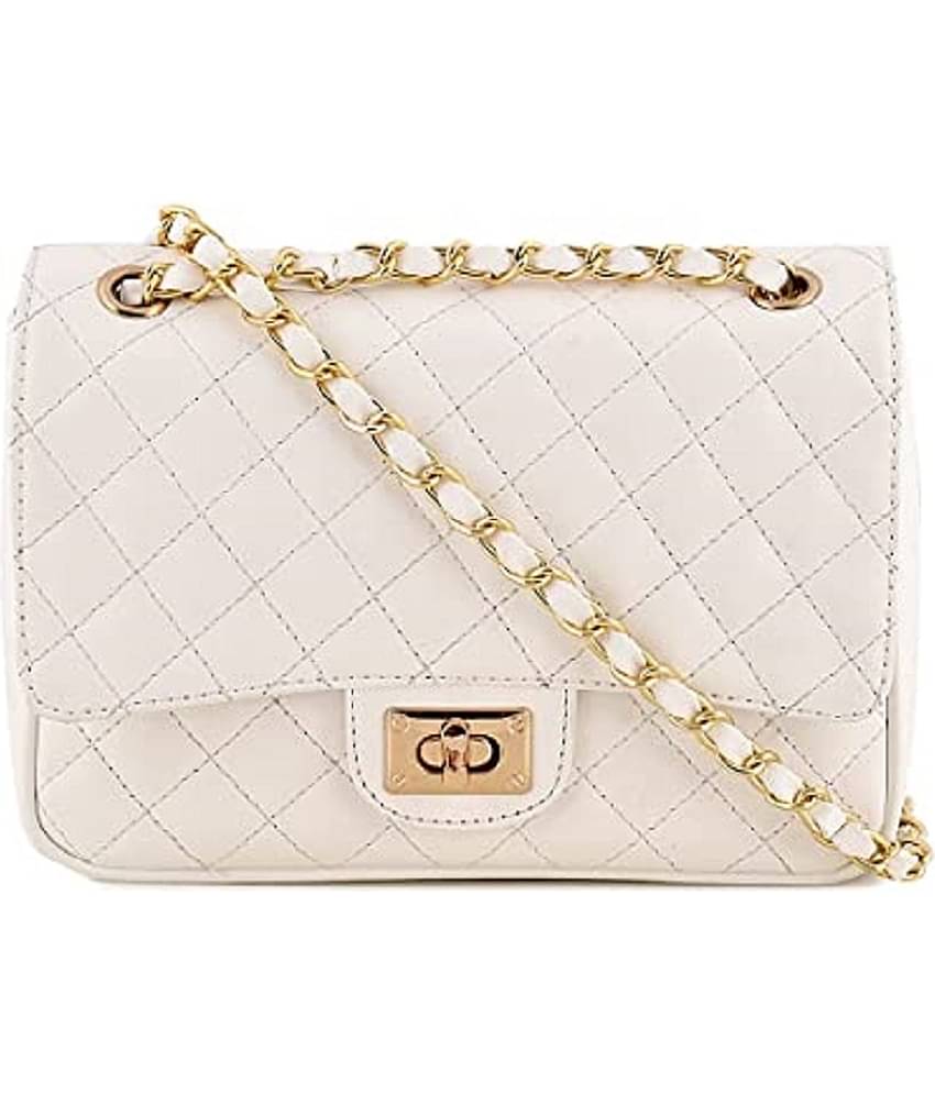 Lychee Bags Sling Bag PU Set of 1 ( White )