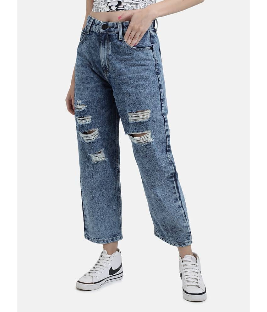 Bene Kleed Women Relaxed Fit High-Rise Pure Cotton Distressed Jeans