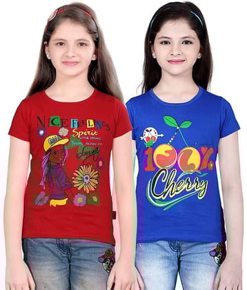 Sini Mini Pack of 2 Girls 100% Cotton Combos ( Blue )