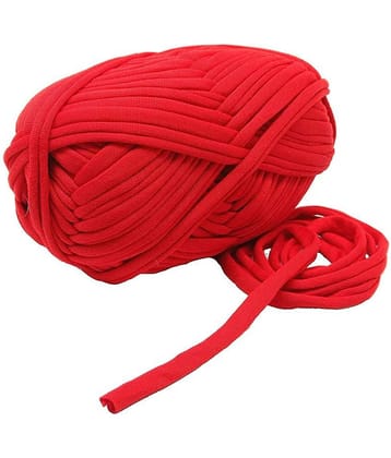 T-Shirt Yarn Carpet, Knitting Yarn for Hand DIY Bag Blanket Cushion Crocheting Projects TSH New 100 GMS (RED)