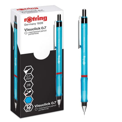 Rotring Visuclick 0.7mm Mechanical Pencil, 2B Lead, Blue Barrel - Pack of 12