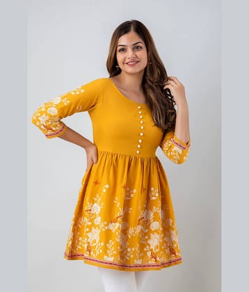 FABRR Women's Cotton A-Line Top ( Yellow )