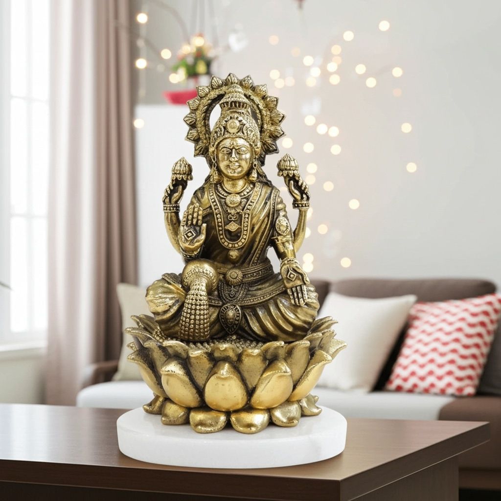 Premium Brass Laxmi Ji God Statue for Mandir, Vastu & Gifting, Height : 4 Inch (BSMAS1848 L)