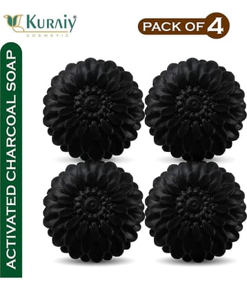 Kuraiy Activated Charcoal Deep Cleansing Bath Soap, 100g (Pack of 4) (4x 100 g)