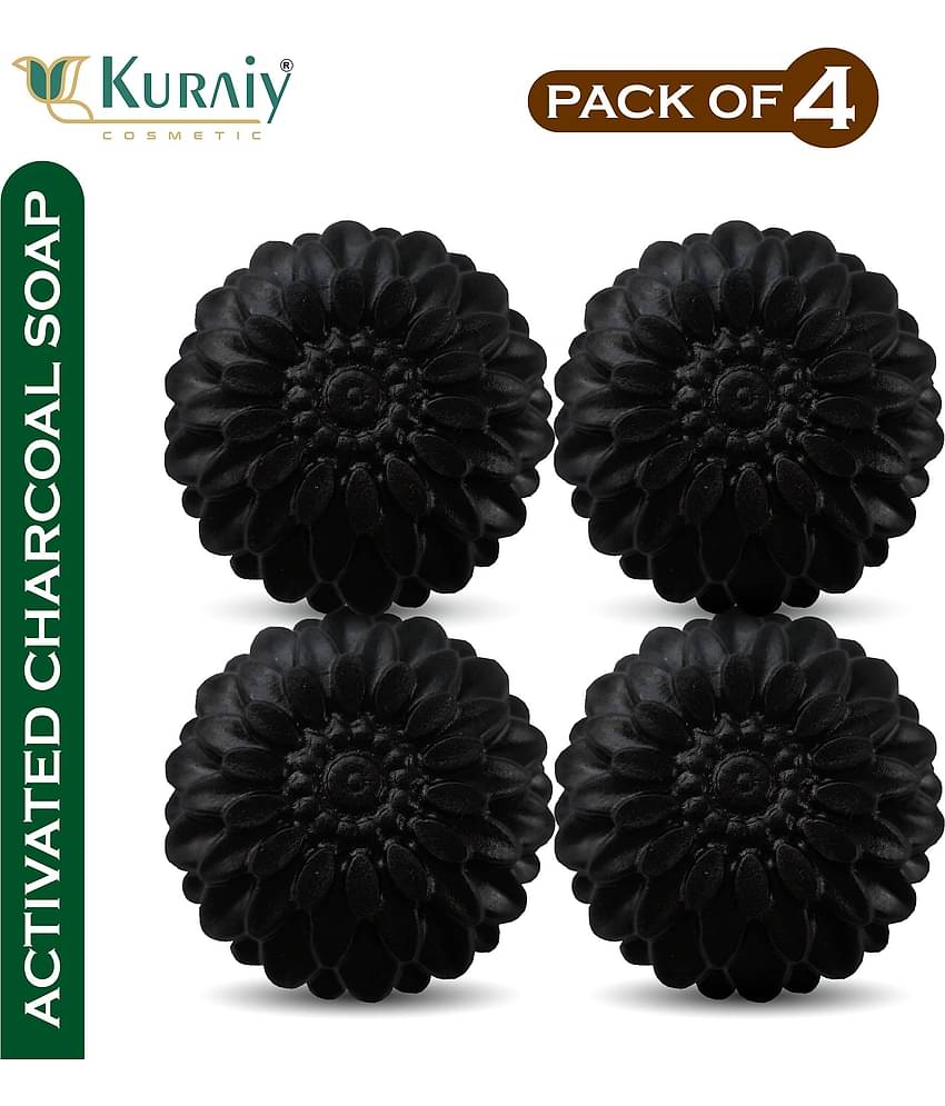Kuraiy Activated Charcoal Deep Cleansing Bath Soap, 100g (Pack of 4) (4x 100 g)