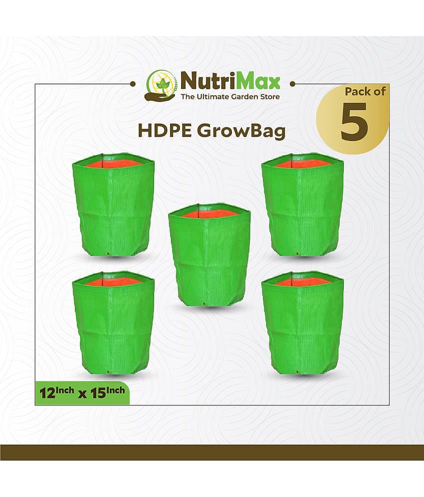Nutrimax HDPE 200 GSM Growbags 12 inch x 15 inch Pack of 5 Outdoor Plant Bag