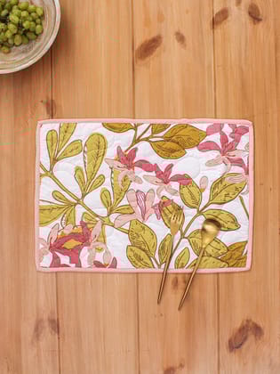 Senjana - Set Of 2 Placemats (Pink)-33x47 cm / Pink / 100% Cotton Outer, Inner Polyfill